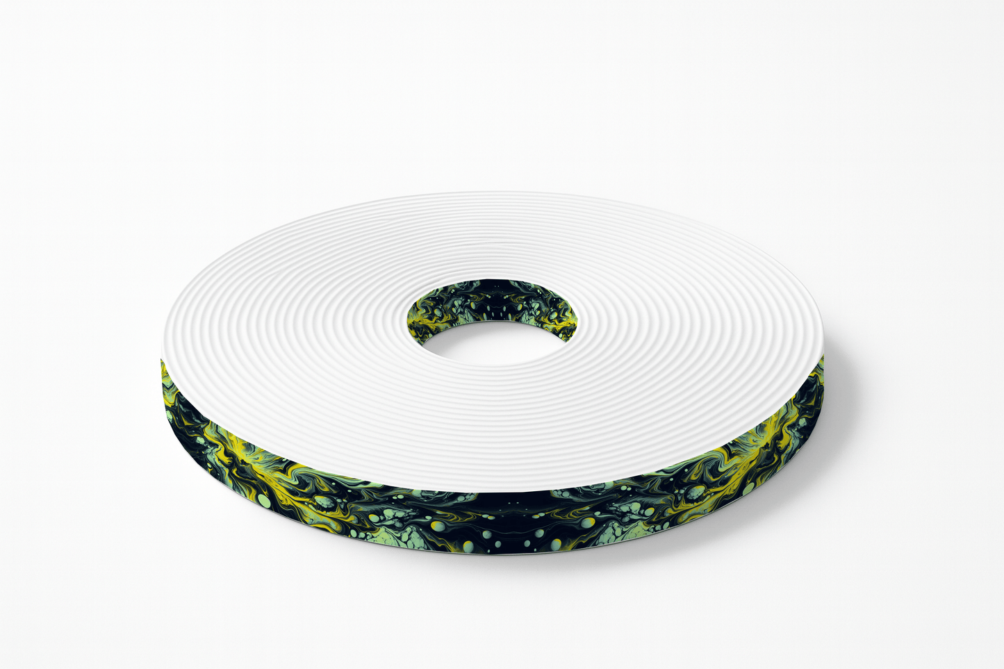 L'atelier du Fourmilier BioThane imprimé au mètre Sangle BioThane® imprimée – Marbrure Vert,Jaune & Noire