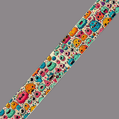 L'atelier du Fourmilier BioThane imprimé au mètre Sangle BioThane® imprimée – Monstrouillettes colorées