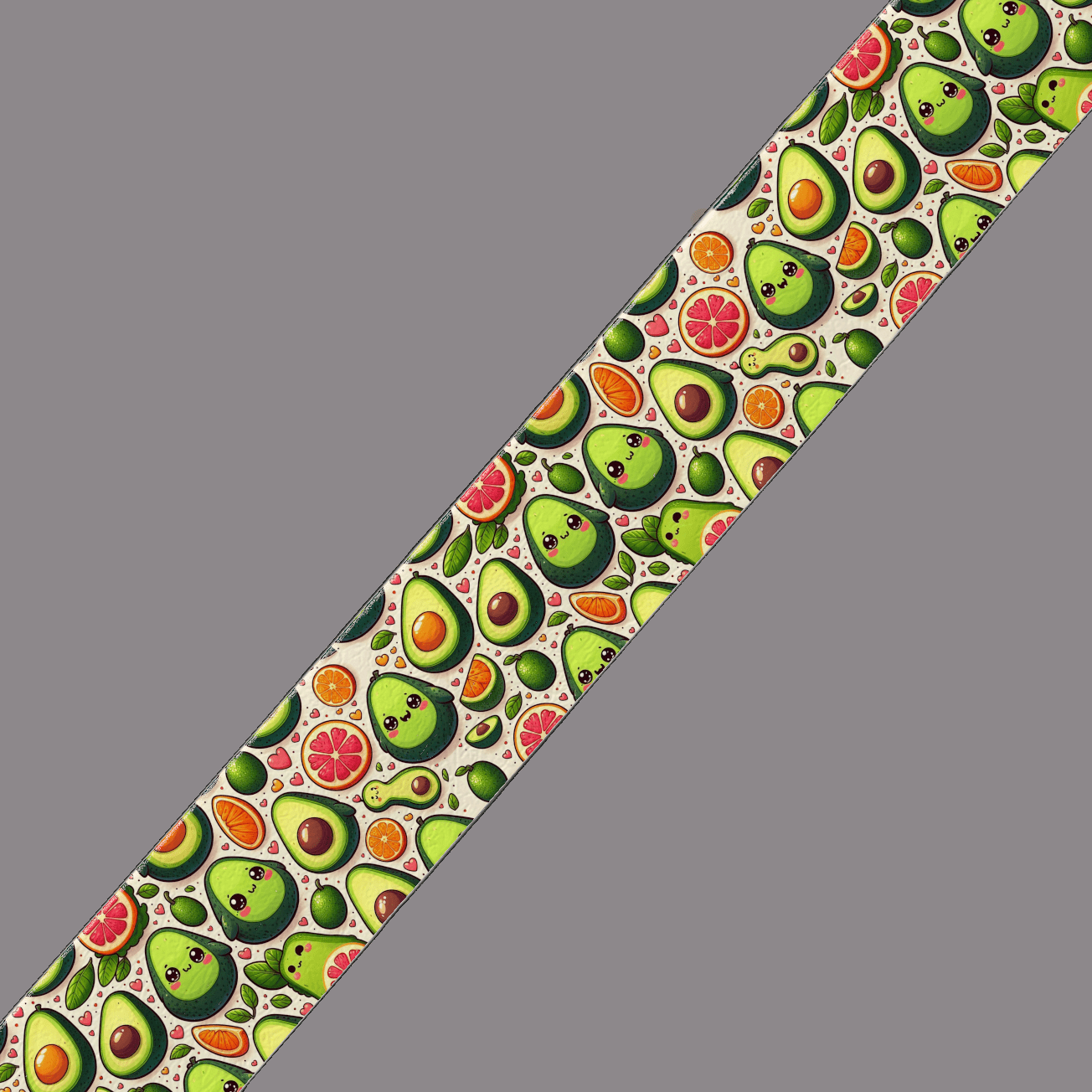 L'atelier du Fourmilier BioThane imprimé au mètre Sangle BioThane imprimée – Motif Avocat & Agrumes