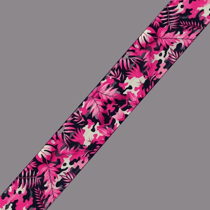 L'atelier du Fourmilier BioThane imprimé au mètre Sangle BioThane® imprimée – Motif Camouflage Tropical Rose