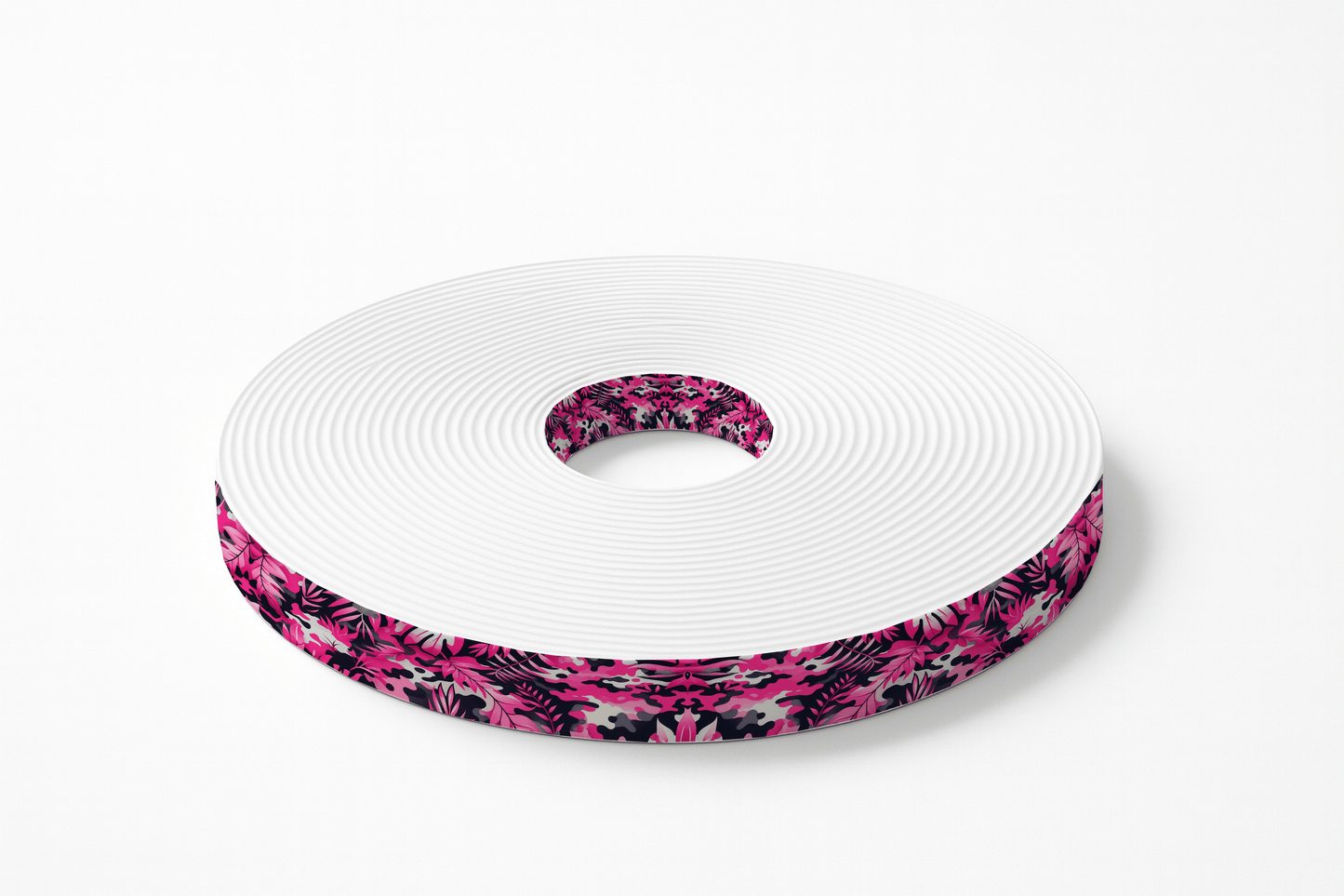 L'atelier du Fourmilier BioThane imprimé au mètre Sangle BioThane® imprimée – Motif Camouflage Tropical Rose