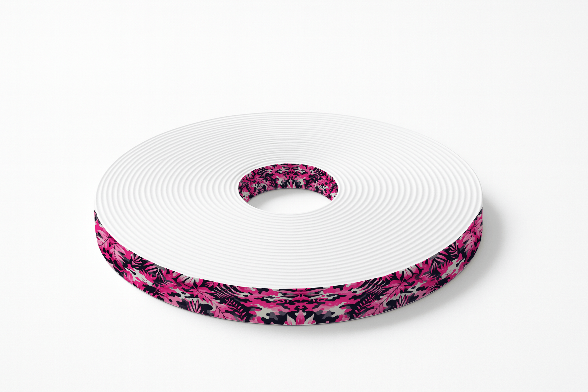 L'atelier du Fourmilier BioThane imprimé au mètre Sangle BioThane® imprimée – Motif Camouflage Tropical Rose