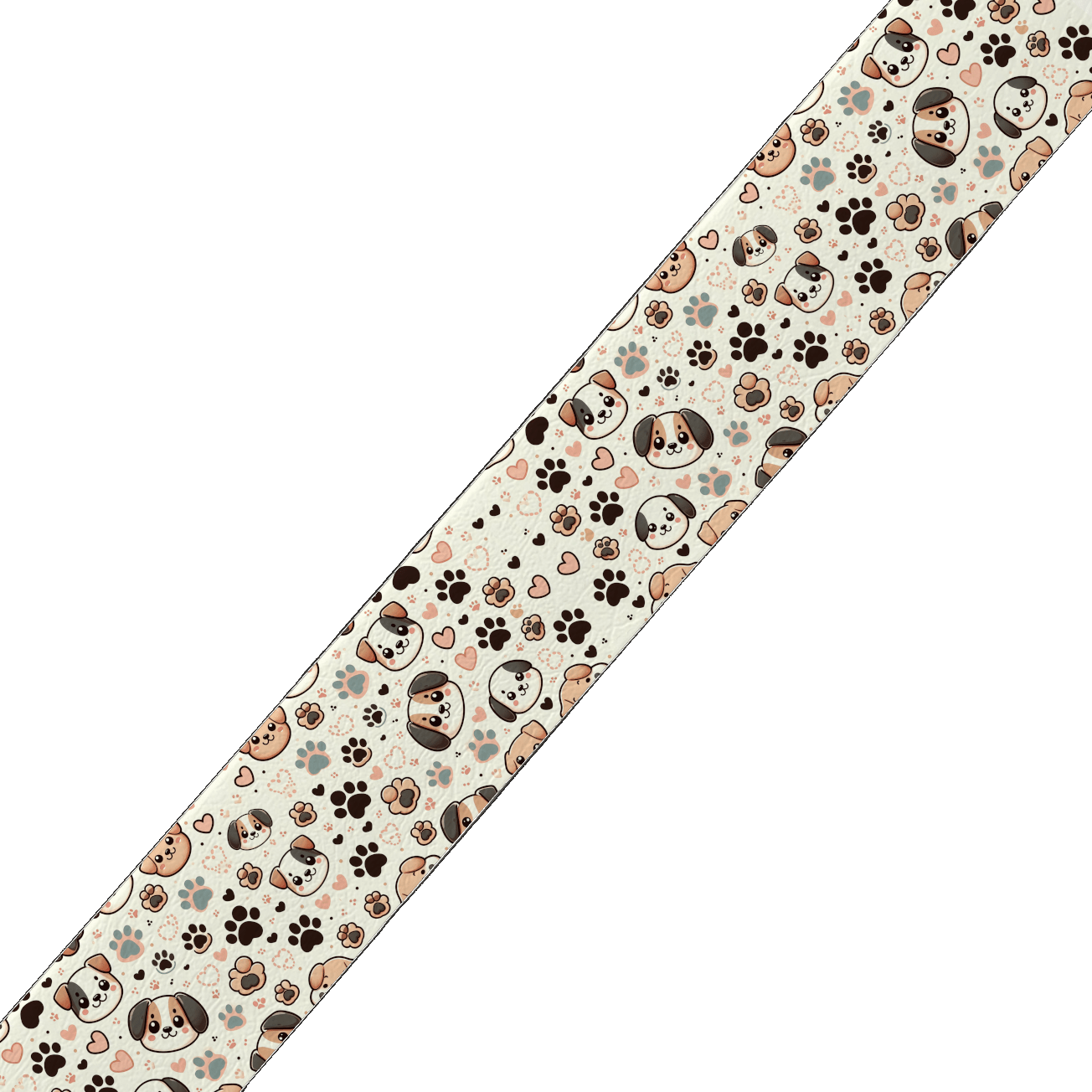 L'atelier du Fourmilier BioThane imprimé au mètre Sangle BioThane® imprimée – Motif Chiens & Empreintes