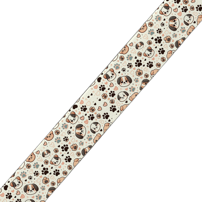 L'atelier du Fourmilier BioThane imprimé au mètre Sangle BioThane® imprimée – Motif Chiens & Empreintes