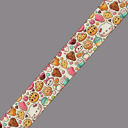 L'atelier du Fourmilier BioThane imprimé au mètre Sangle BioThane® imprimée – Motif Gourmandises Craquantes