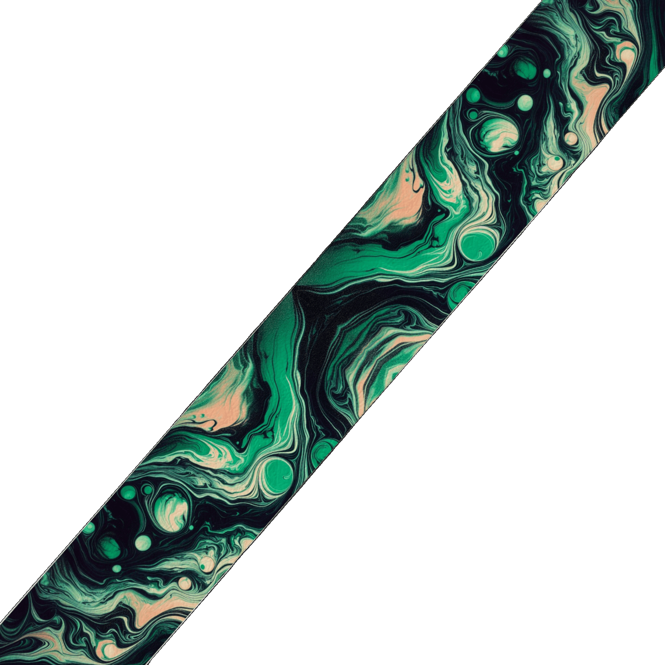 L'atelier du Fourmilier BioThane imprimé au mètre Sangle BioThane® Imprimée – Motif Marbré Émeraude