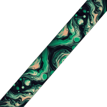 L'atelier du Fourmilier BioThane imprimé au mètre Sangle BioThane® Imprimée – Motif Marbré Émeraude