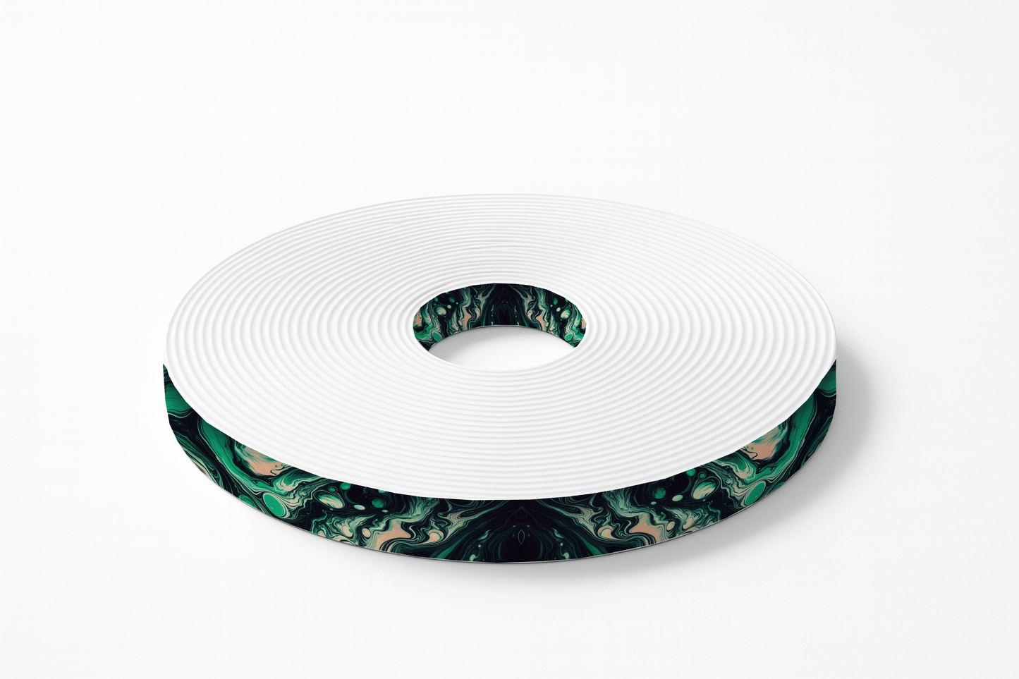 L'atelier du Fourmilier BioThane imprimé au mètre Sangle BioThane® Imprimée – Motif Marbré Émeraude