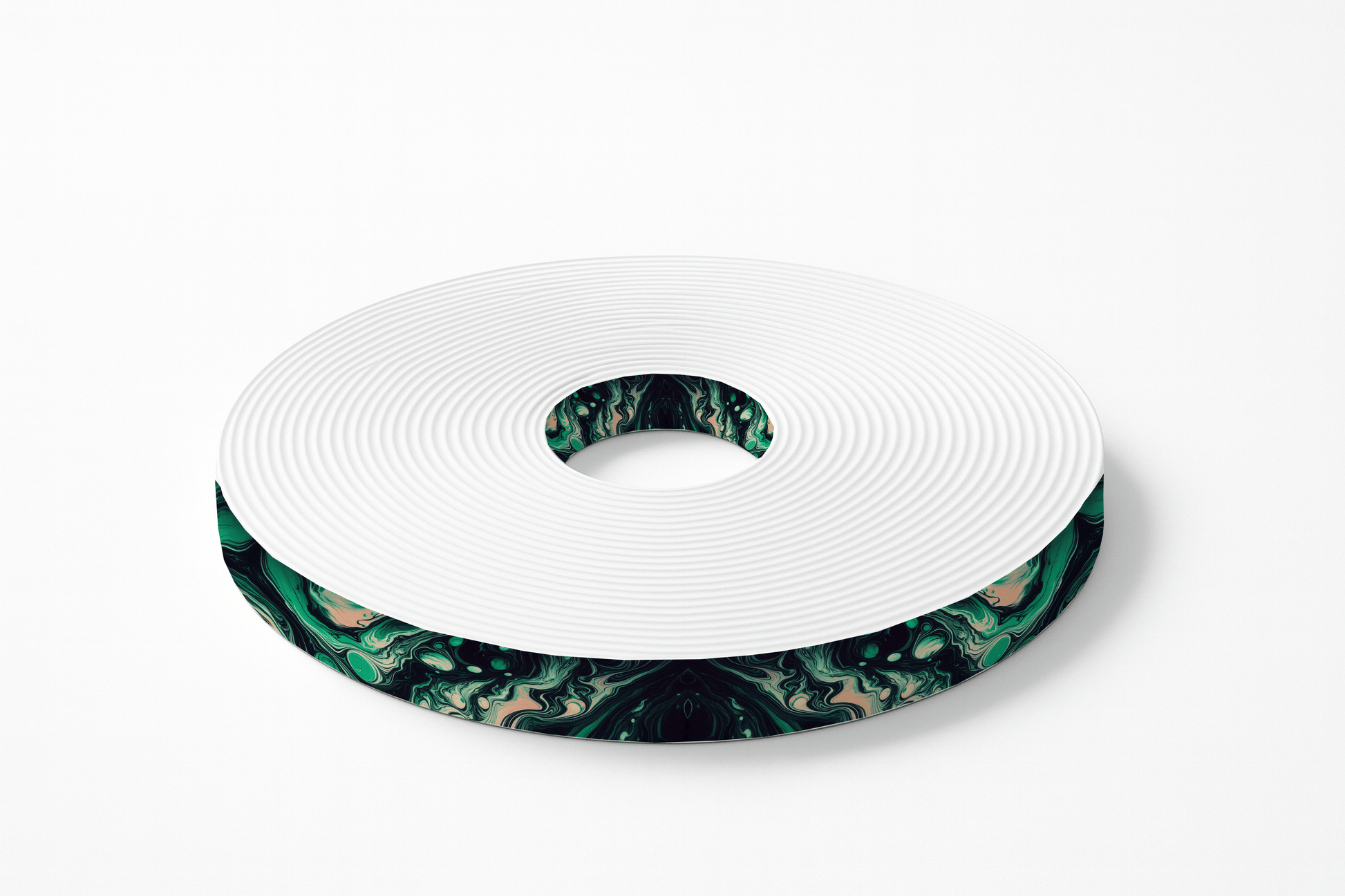 L'atelier du Fourmilier BioThane imprimé au mètre Sangle BioThane® Imprimée – Motif Marbré Émeraude