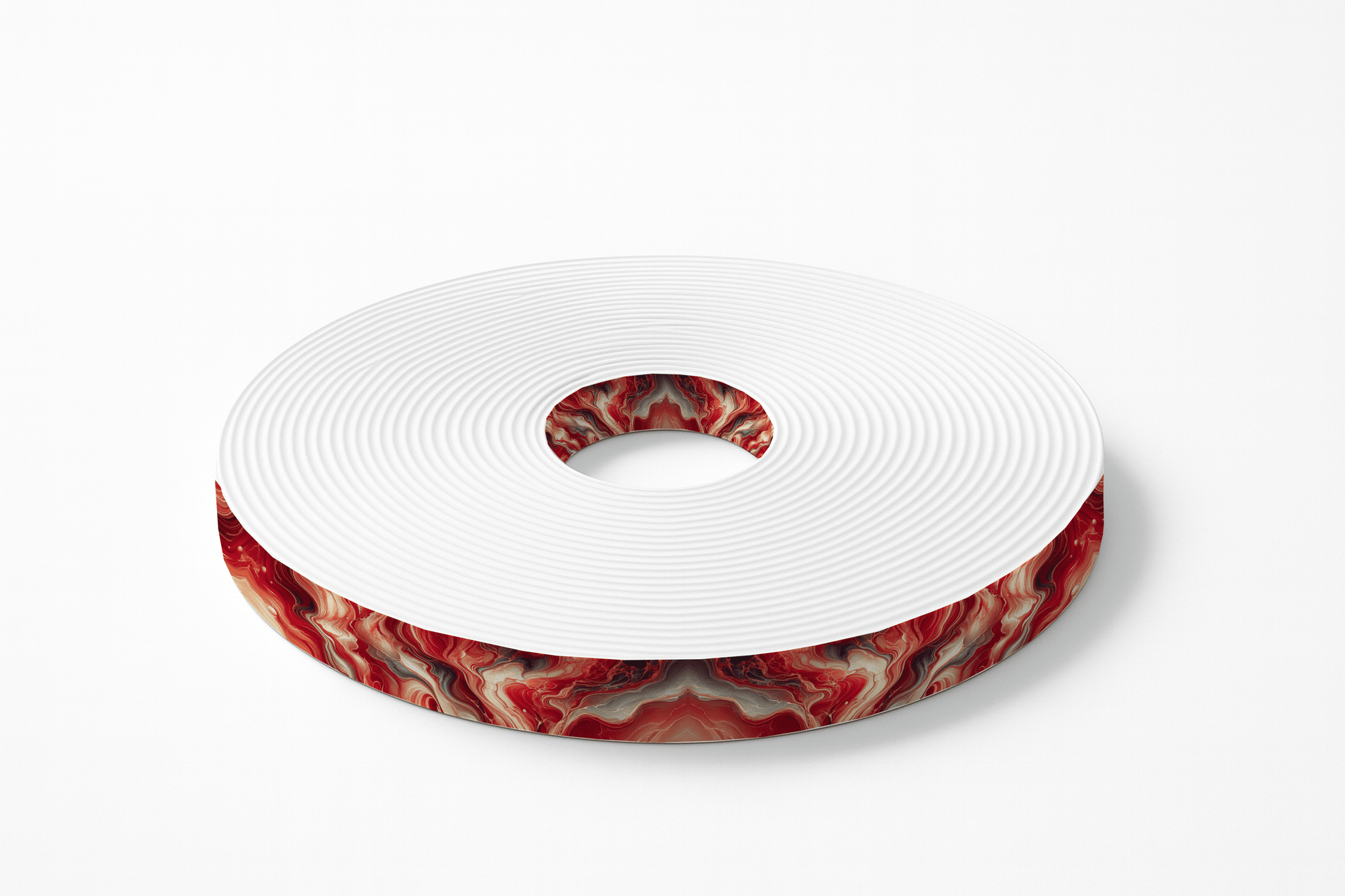 L'atelier du Fourmilier BioThane imprimé au mètre Sangle BioThane® imprimée – Motif Marbré Rouge
