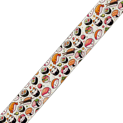 L'atelier du Fourmilier BioThane imprimé au mètre Sangle BioThane® Imprimée – Motif Sushi Kawaii