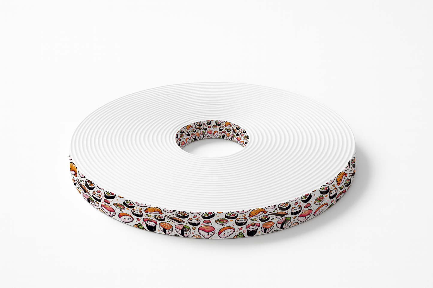 L'atelier du Fourmilier BioThane imprimé au mètre Sangle BioThane® Imprimée – Motif Sushi Kawaii