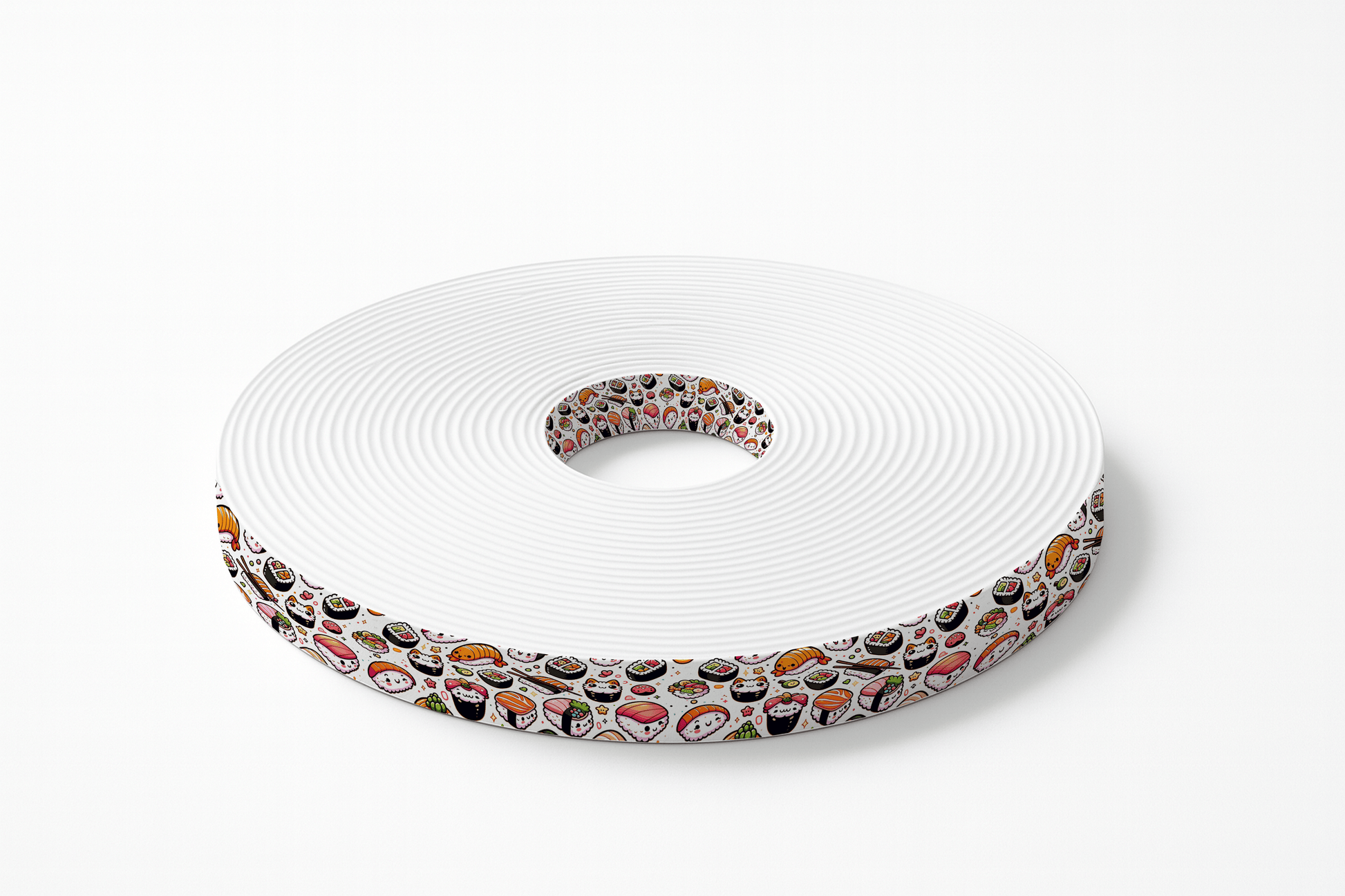 L'atelier du Fourmilier BioThane imprimé au mètre Sangle BioThane® Imprimée – Motif Sushi Kawaii