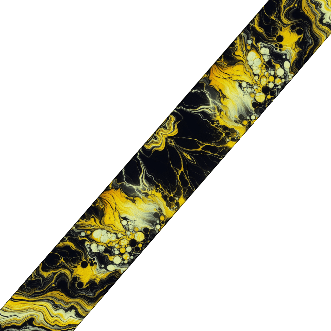 L'atelier du Fourmilier BioThane imprimé au mètre Sangle BioThane Marbrée Noir & Jaune – Impression UV