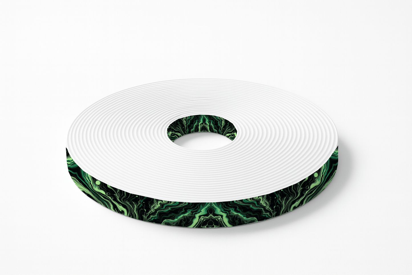 L'atelier du Fourmilier BioThane imprimé au mètre Sangle BioThane® Marbrée Vert Nébuleux – Impression UV