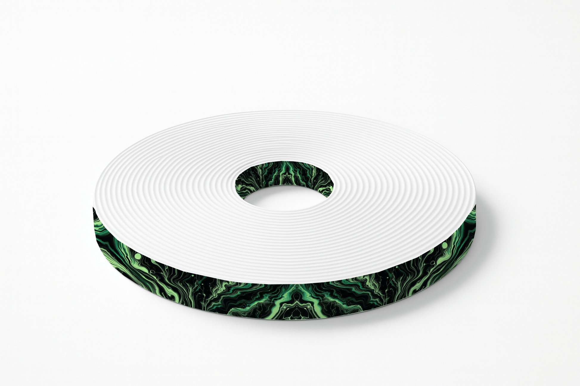 L'atelier du Fourmilier BioThane imprimé au mètre Sangle BioThane® Marbrée Vert Nébuleux – Impression UV