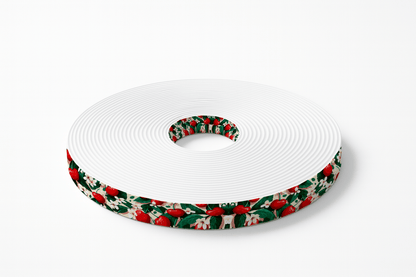 L'atelier du Fourmilier BioThane imprimé au mètre Sangle blanc motif cerise imprimé au mètre
