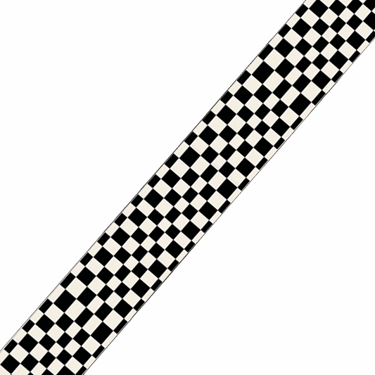 L'atelier du Fourmilier BioThane imprimé au mètre Sangle damier noir imprimée au mètre