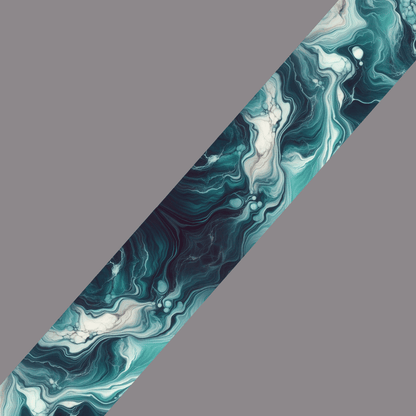 L'atelier du Fourmilier BioThane imprimé au mètre Sangle en BioThane® imprimée – Motif Marbré Bleu Glacier