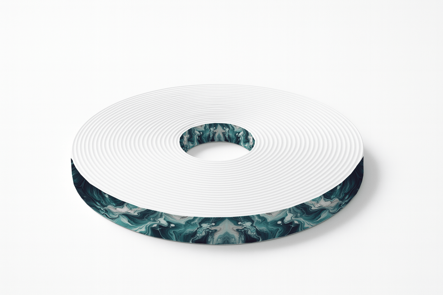 L'atelier du Fourmilier BioThane imprimé au mètre Sangle en BioThane® imprimée – Motif Marbré Bleu Glacier