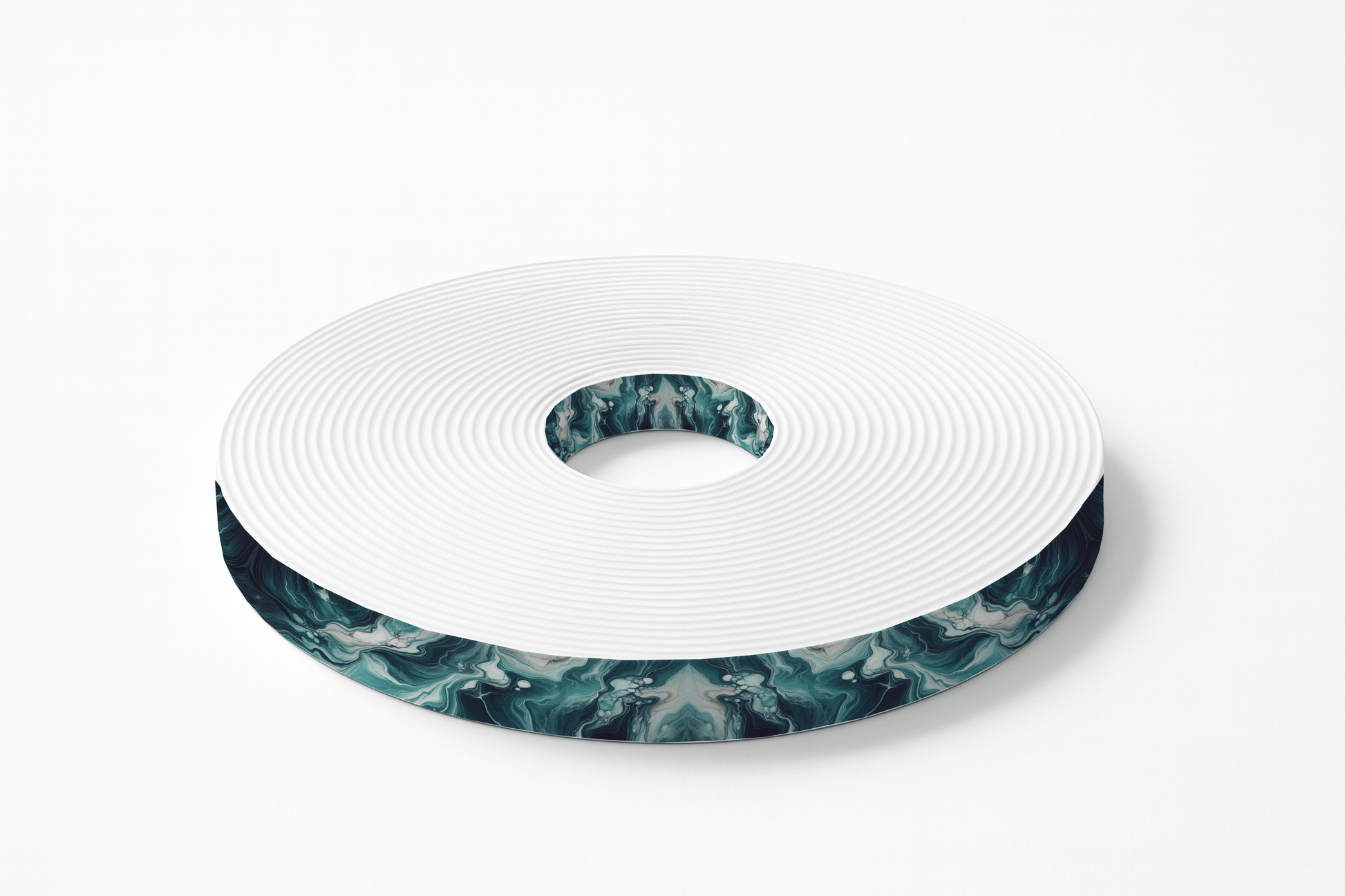 L'atelier du Fourmilier BioThane imprimé au mètre Sangle en BioThane® imprimée – Motif Marbré Bleu Glacier