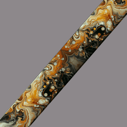 L'atelier du Fourmilier BioThane imprimé au mètre Sangle en BioThane® imprimée – Motif Marbré Orange & Noir