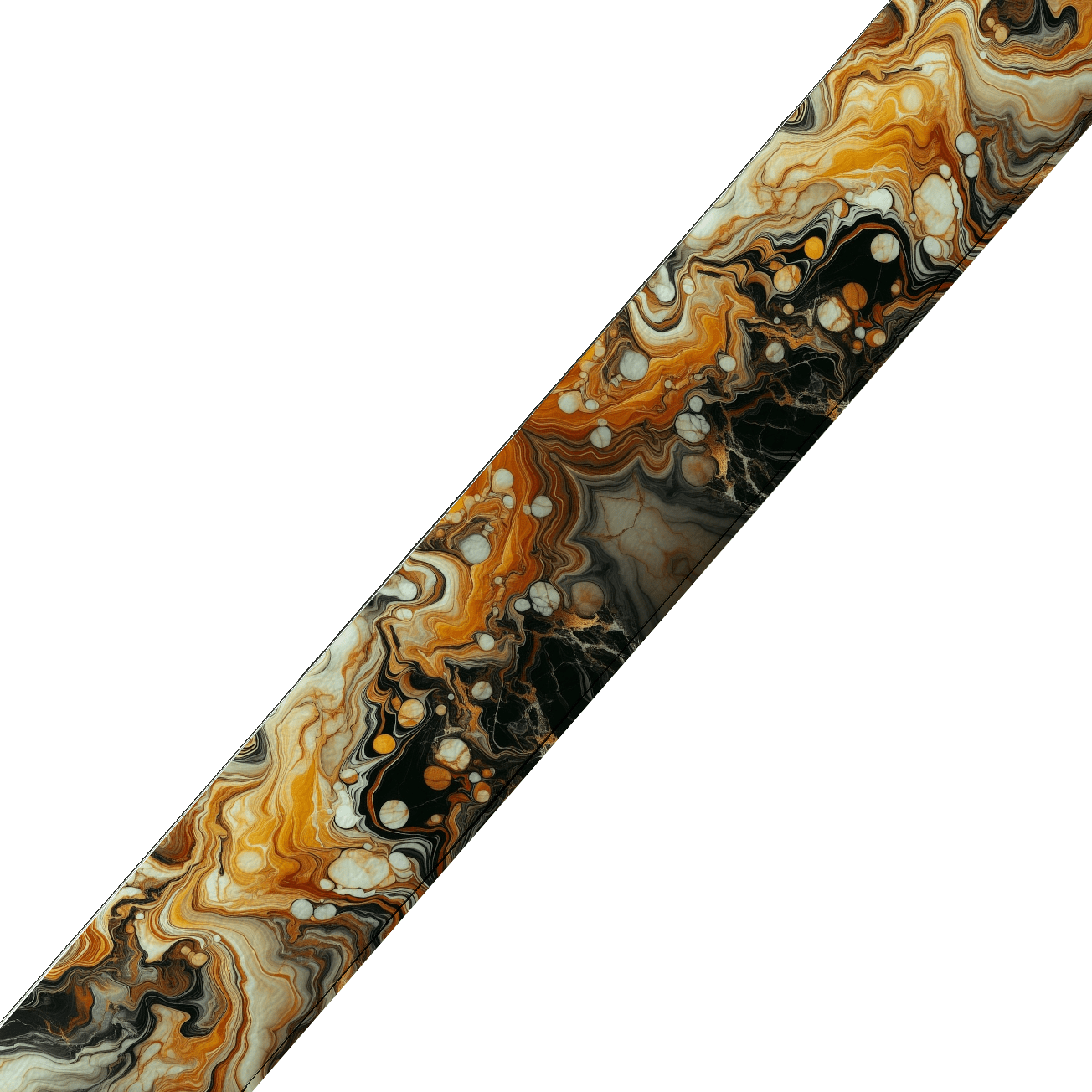 L'atelier du Fourmilier BioThane imprimé au mètre Sangle en BioThane® imprimée – Motif Marbré Orange & Noir