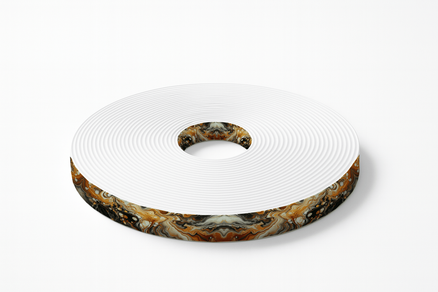 L'atelier du Fourmilier BioThane imprimé au mètre Sangle en BioThane® imprimée – Motif Marbré Orange & Noir