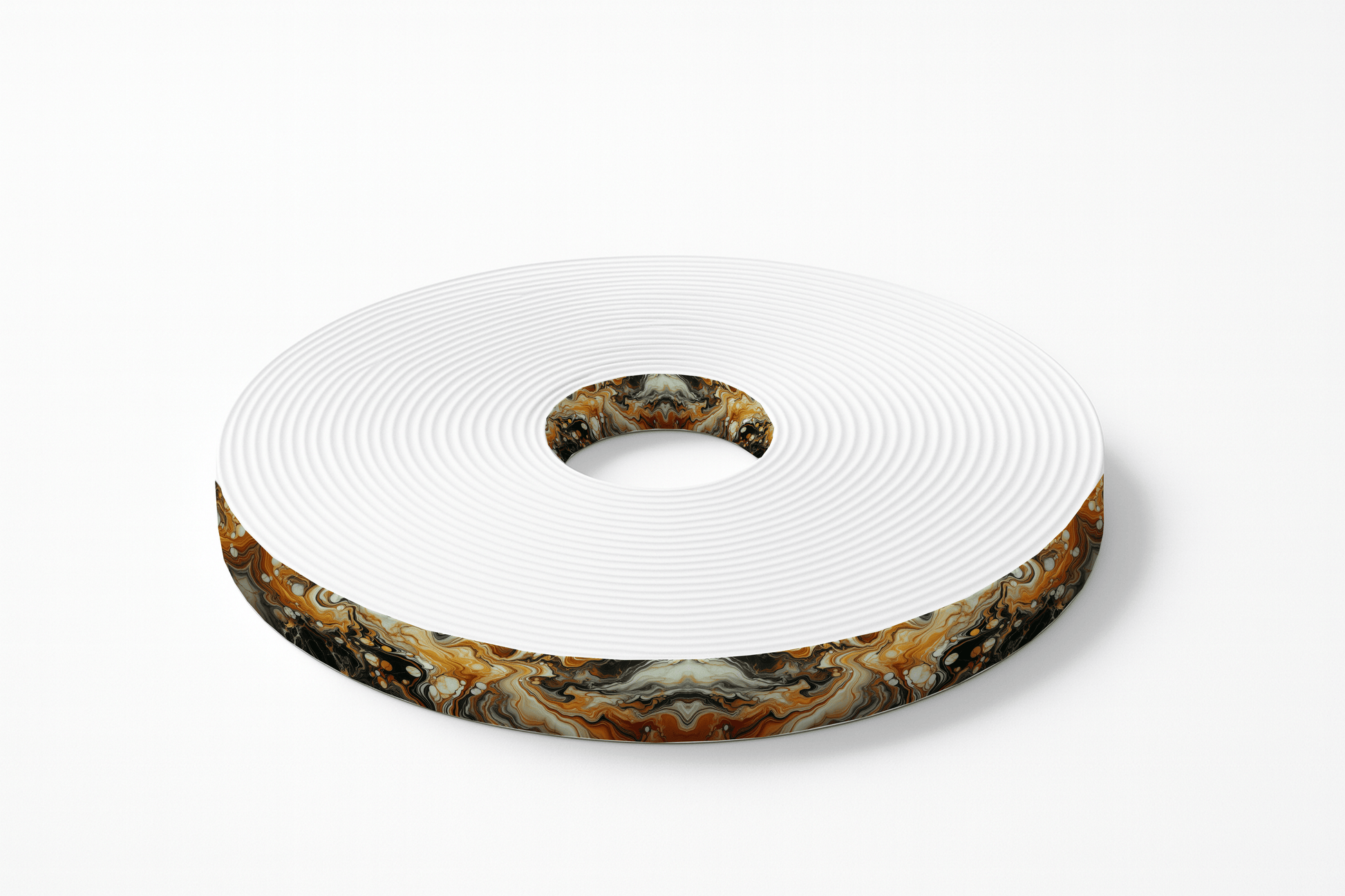 L'atelier du Fourmilier BioThane imprimé au mètre Sangle en BioThane® imprimée – Motif Marbré Orange & Noir
