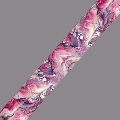 L'atelier du Fourmilier BioThane imprimé au mètre Sangle en BioThane® imprimée – Motif marbré rose