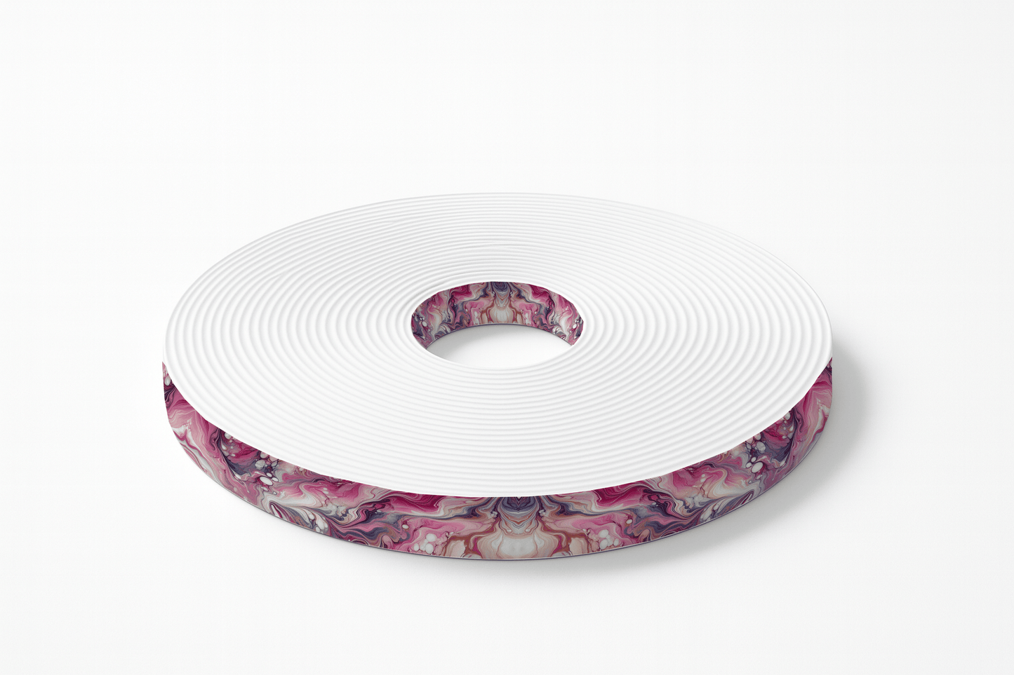 L'atelier du Fourmilier BioThane imprimé au mètre Sangle en BioThane® imprimée – Motif marbré rose