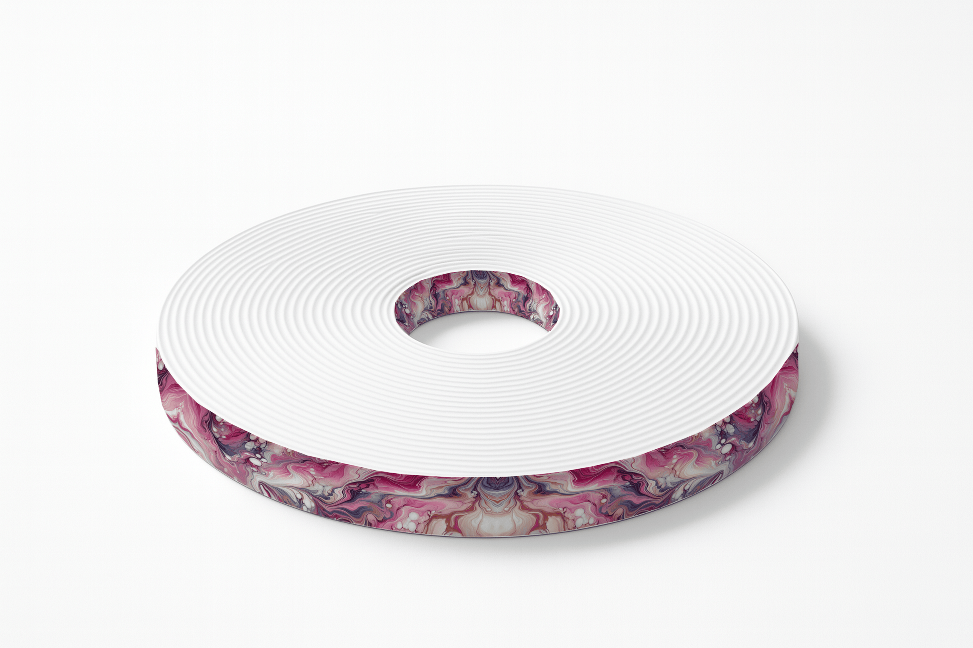 L'atelier du Fourmilier BioThane imprimé au mètre Sangle en BioThane® imprimée – Motif marbré rose