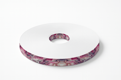 L'atelier du Fourmilier BioThane imprimé au mètre Sangle en BioThane® imprimée – Motif marbré rose