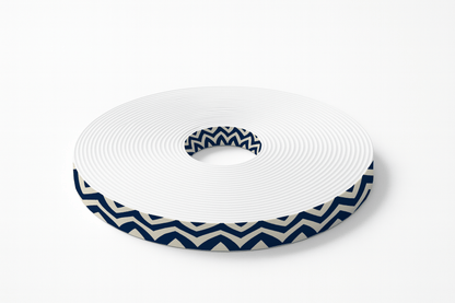 L'atelier du Fourmilier BioThane imprimé au mètre Sangle imprimée chevrons bleus au mètre