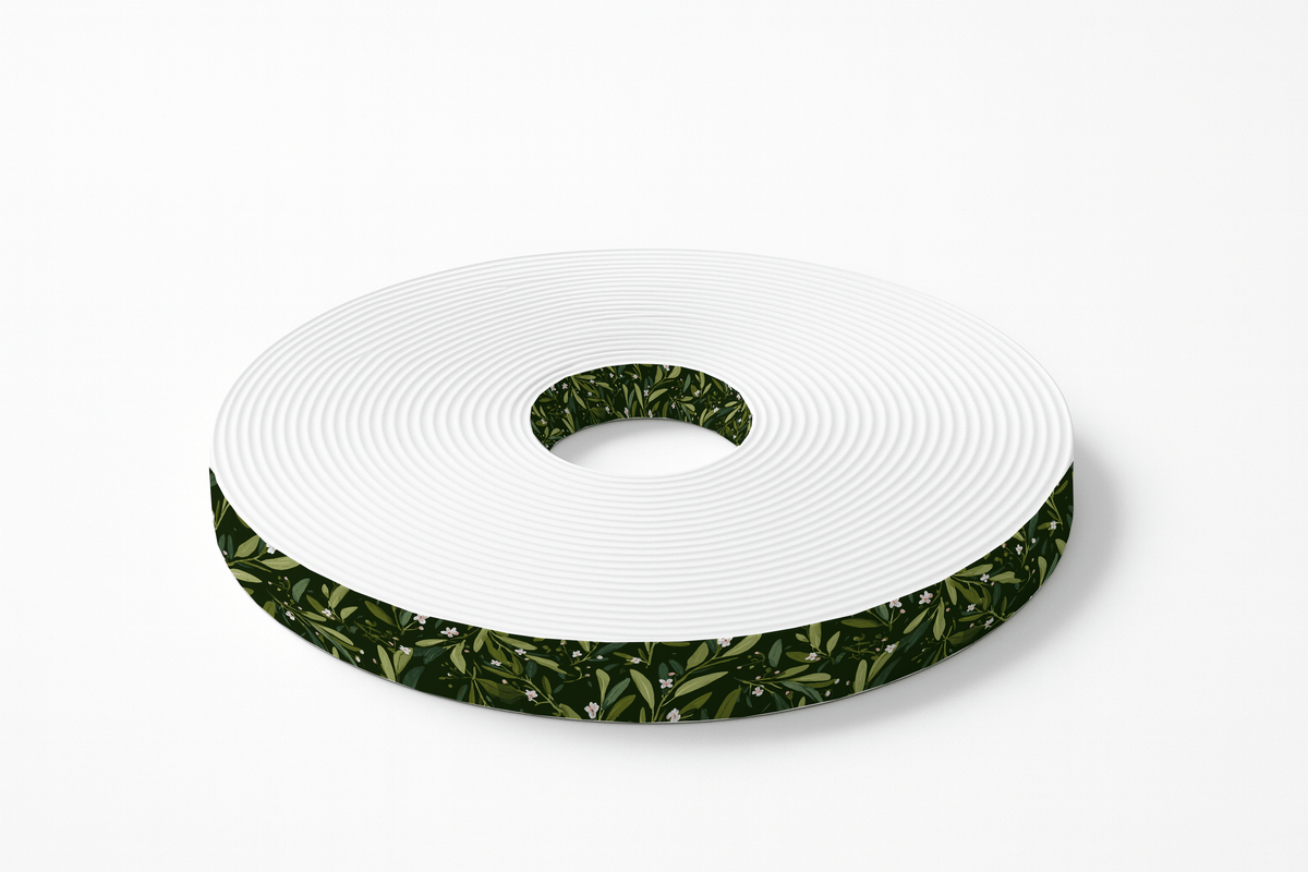 L'atelier du Fourmilier BioThane imprimé au mètre Sangle imprimée feuilles vertes au mètre