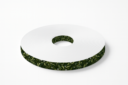 L'atelier du Fourmilier BioThane imprimé au mètre Sangle imprimée feuilles vertes au mètre
