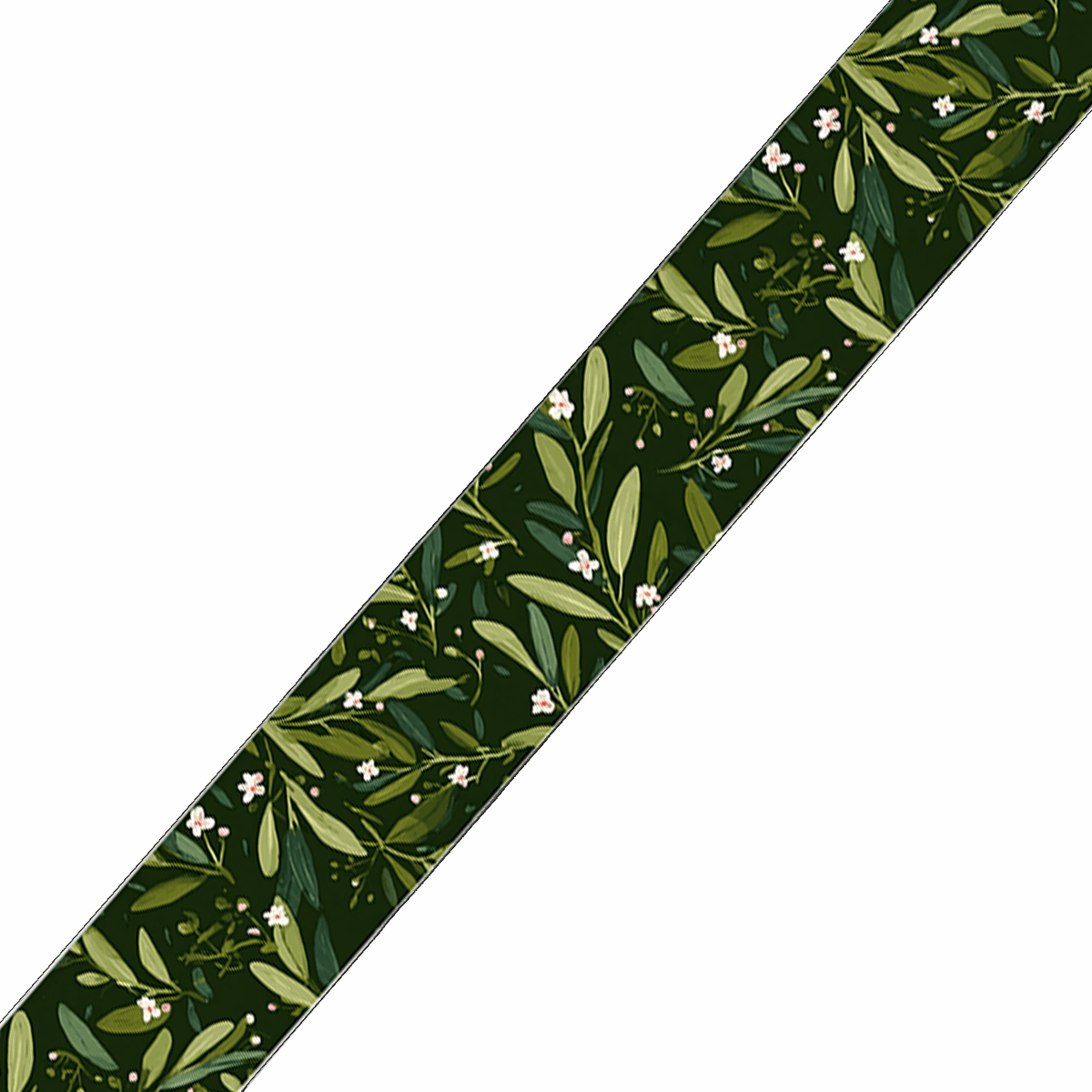 L'atelier du Fourmilier BioThane imprimé au mètre Sangle imprimée feuilles vertes au mètre