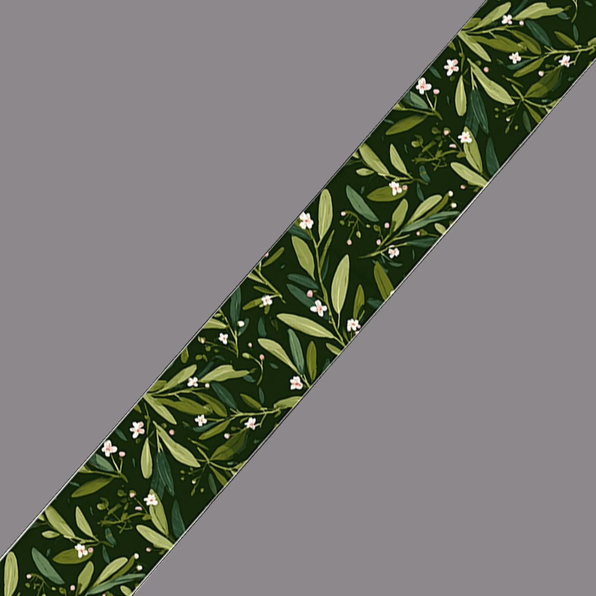 L'atelier du Fourmilier BioThane imprimé au mètre Sangle imprimée feuilles vertes au mètre