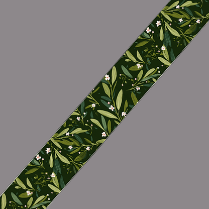 L'atelier du Fourmilier BioThane imprimé au mètre Sangle imprimée feuilles vertes au mètre