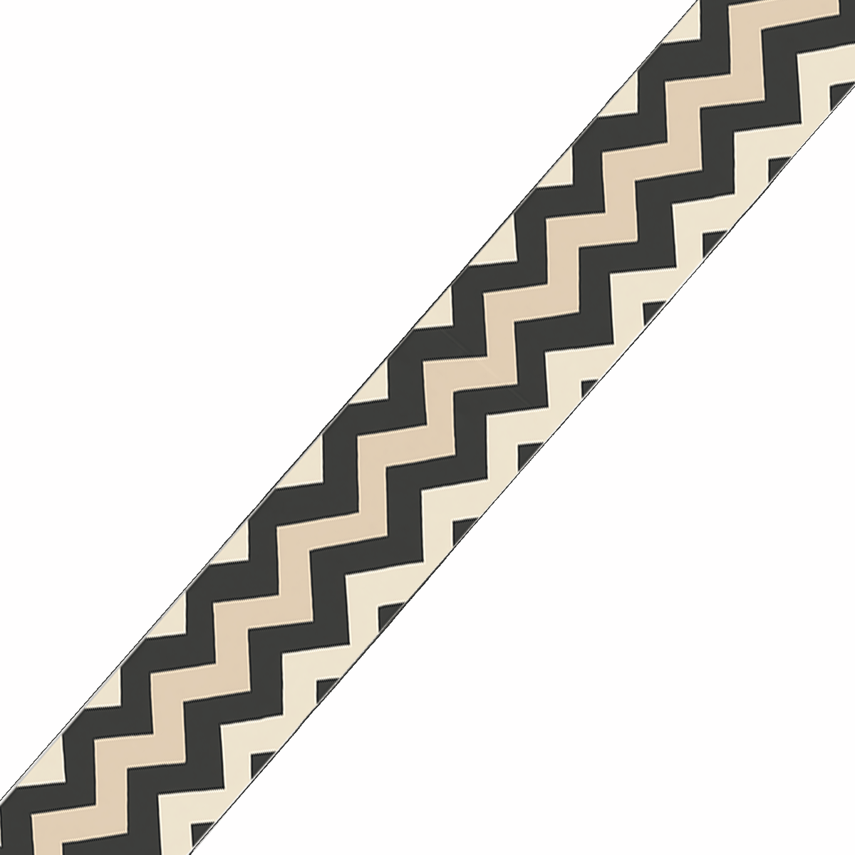 L'atelier du Fourmilier BioThane imprimé au mètre Sangle imprimée zigzag noir et beige au mètre