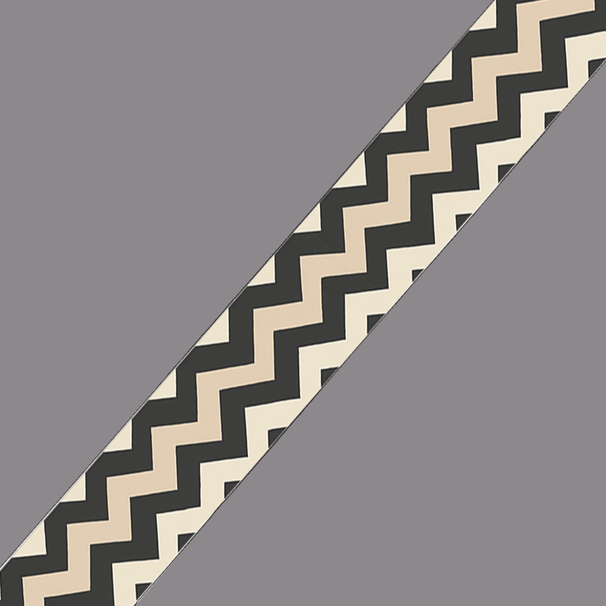 L'atelier du Fourmilier BioThane imprimé au mètre Sangle imprimée zigzag noir et beige au mètre