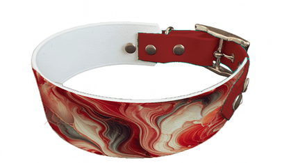 L'atelier du Fourmilier collier bicolore 10 Collier bicolore large pour chien en BioThane® imprimé – Collection abstrait – 38/25 mm