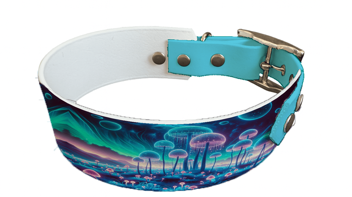 L'atelier du Fourmilier collier bicolore 101 Collier bicolore large pour chien en BioThane® imprimé – Collection paysage– 38/25 mm