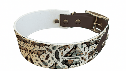 L'atelier du Fourmilier collier bicolore 106 Collier bicolore large pour chien en BioThane® imprimé – Collection Tribal – 38/25 mm