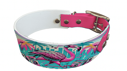 L'atelier du Fourmilier collier bicolore 108 Collier bicolore large pour chien en BioThane® imprimé – Collection pop art– 38/25 mm