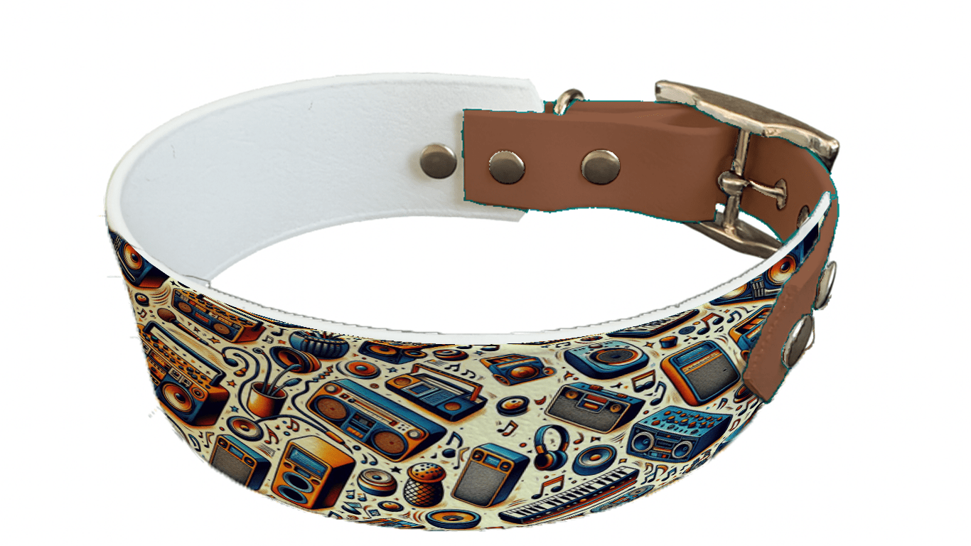 L'atelier du Fourmilier collier bicolore 109 Collier bicolore large pour chien en BioThane® imprimé – Collection pop art– 38/25 mm