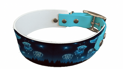 L'atelier du Fourmilier collier bicolore 113 Collier bicolore large pour chien en BioThane® imprimé – Collection galaxie – 38/25 mm