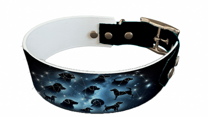 L'atelier du Fourmilier collier bicolore 114 Collier bicolore large pour chien en BioThane® imprimé – Collection galaxie – 38/25 mm