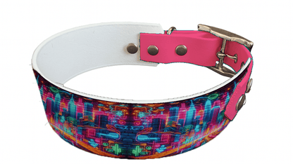 L'atelier du Fourmilier collier bicolore 115 Collier bicolore large pour chien en BioThane® imprimé – Collection pop art– 38/25 mm