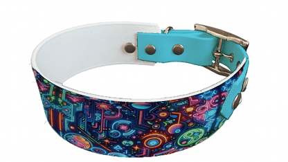 L'atelier du Fourmilier collier bicolore 117 Collier bicolore large pour chien en BioThane® imprimé – Collection pop art– 38/25 mm